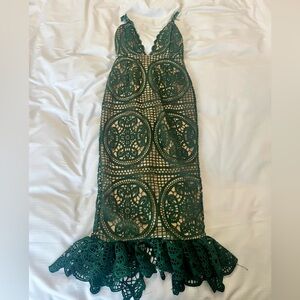 Beautiful LIKE NEW Green Crochet MIDI Dress, Size 2